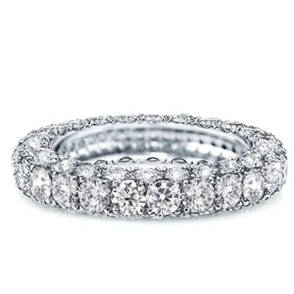 Louily 5 Ct Luxury Eternity Round Cut Wedding Band In Sterling Silver